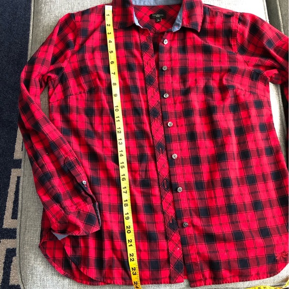 Talbots Red Black Plaid Brushed Twill Button Up Shirt Size S 100% Cotton - Picture 6 of 7